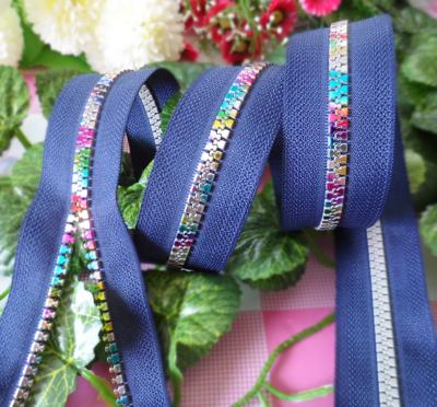 China Long Multi-color Plasic Resin Zipper For Trousers 8# With Auto Lock Slider for sale