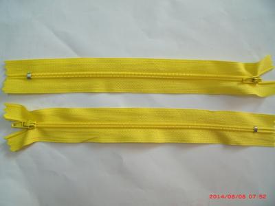 China No.3 Yellow Nylon Separating Invisible Zipper With Woven Polyester for sale