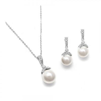 China Good Quality Fashion Design Jewelry Sterling Silver Casting Pearl Necklace Sets Single CZ Pearl Pendant Settings for sale