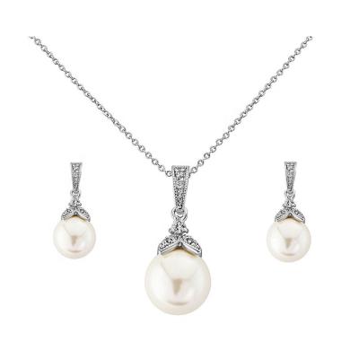 China Silver Plated Imitation Freshwater Pearl Jewelry Set Fashion Jewelry 925 Single Earring And Necklace for sale