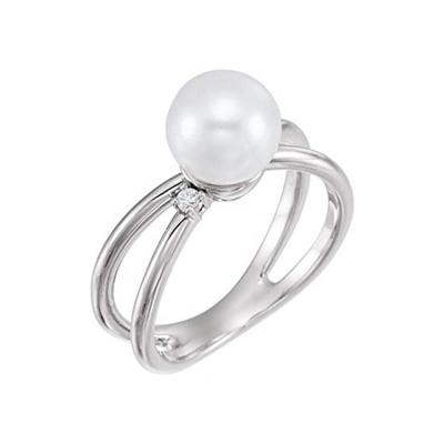 China Engagement Ring Cross Band Ring 925 Sterling Silver Pearl Jewelry 18kgp Stand For DIY Making for sale