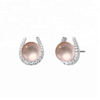 China Popular Horseshoe Stud Earrings Sterling Silver Jewelry Sets Beads Stand Findings for sale