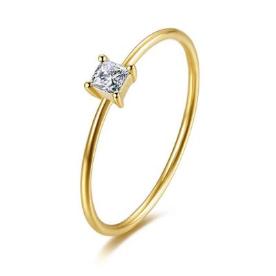 China Cute custom princess cut pure diamond engagement rings jewelry 18k gold moissanite ring OEM/ODM for sale