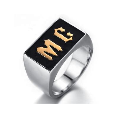 China High Quality High Quality Mens Ring Jewelry Silver Logo Rectangle Enamel Signet Ring Custom Made For Couples for sale