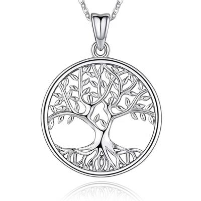 China OEM FASHIONABLE Simple Design Round Jewelry 925 Silver Tree Of Life Pendant For Mothers Day for sale