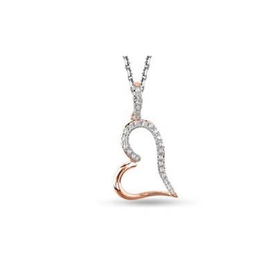 China FASHIONABLE Heart Jewelry Simple Design Charm Pure Sterling Silver Pendant Chain With Zircon for sale