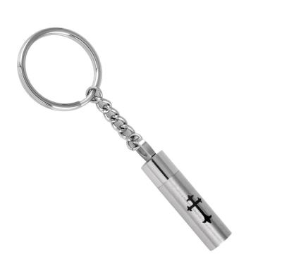 China Customized Engrave Cross Cylinder Stainless Steel Cremation Keychain for Men Women for sale