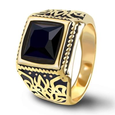 China Jewelry Type Rings Stainless Steel Black Gemstone Ring for Men in Europe or America for sale