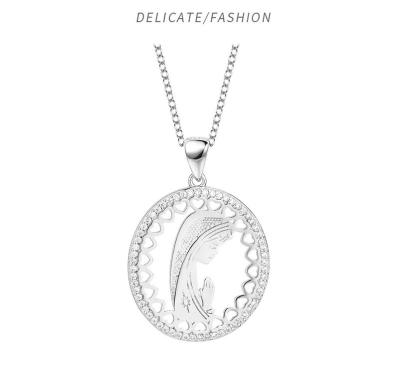 China Simple Style 925 Sterling Silver Virgin Mary Prayer Necklace for European and American for sale