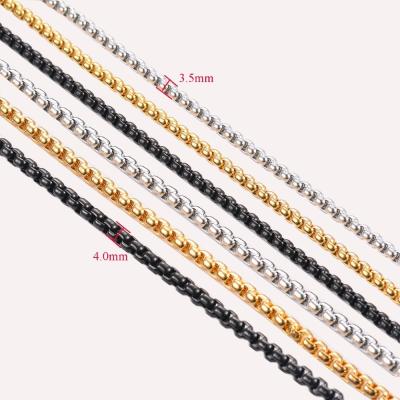 China CLASSIC Style 3.5mm/4mm Stainless Steel Square Pearl Chain Necklace for Unisex Pendant for sale