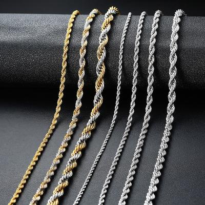 China Stainless Steel Twist Rope Chain Necklace For Women and Men Fashion Jewelry Accessories for sale