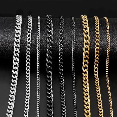 China Unisex Cuban Link Chain Necklace in Gold and Black Color Stainless Steel Jewelry for sale