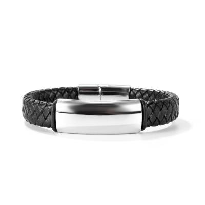 China European and American Men's Retro Titanium Steel Leather Bracelet A Fashion Statement for sale