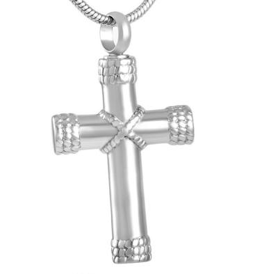 China Stainless Steel Cross Pendant Necklace for Ashes Urn Cremation Religious Keepsake for sale