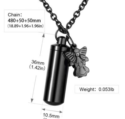 China Jewelry Type Angel Wing Decorative Virgin Mary/Heart Shape Ornaments Keychain Vial Necklace for Ashes for sale