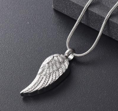 China Stainless Steel Ashes Locket Angel Feather Wing Cremation Necklace for Men and Women for sale