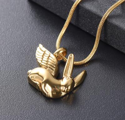 China Pet Animal Charms Cute Flying Rabbit Pendant Necklace with Memorial Cremation Jewelry for sale