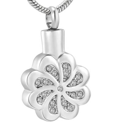 China Crystal Flower Cremation Urn Pendant Necklace Keepsake Jewelry for Cremation Ashes Decoration for sale