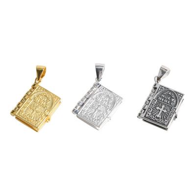 China Vintage Gold Plated S925 Silver Bible Book Clavicle Pendant for Christian Accessories for sale