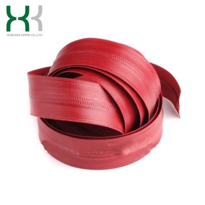 China 5# TPU Waterproof Color Zipper Nylon Long Chain in Shiny Red for sale