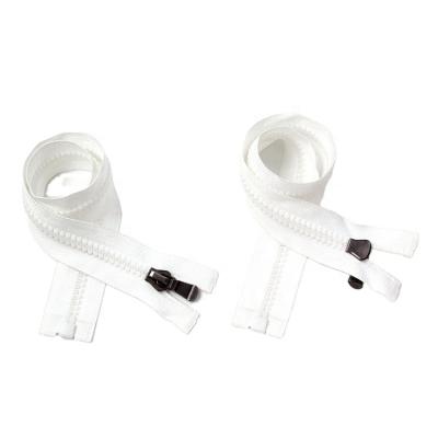 China Auto Lock High Quality Narrow End Popular White Clothes Plastic Zipper for sale