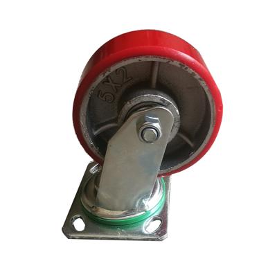 China swivel & 125mm Cast Iron Core Rigid Heavy Duty Industrial PU Wheel 5Inch Swivel Caster for sale