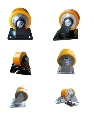 China swivel & Rigid Load Capacity 3 Ton 8x3inch Extra Heavy Duty PU Caster Wheel for sale