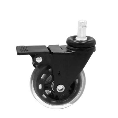 China Modern Transparent 3Inch PU Wheel 75mm Office Chair Swivel Caster for sale