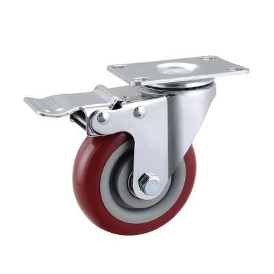 China swivel & 75mm 100mm Rigid Red PVC Swivel Hand Trolley Caster 125mm for sale