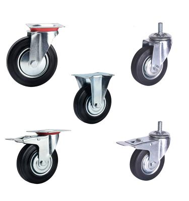 China Rigid & swivel & Brake 75mm 100mm 125mm 150mm 200mm Industrial Rubber Caster Wheel 250mm for sale