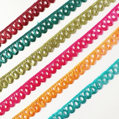 China 2023 New Outlet Fashion Sustainable Factory Multicolor Water Solubility Sequin Decorate Lace Trim for sale