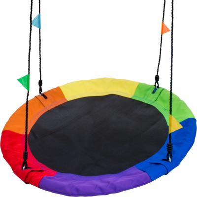 China Hot Sales Modern Saucer Tree Swing For Sales 40 Inches In Round Indoor Outdoor Mat Rainbow Multicolor Kids Swing for sale