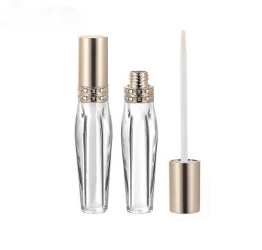 China Transparent Color Lip Gloss Cosmetic Packaging Tube Body With Gold Top for sale