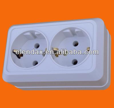 China Commercial European style surface mounted schuko socket outlet double (S1210) for sale