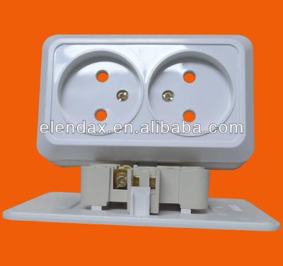 China Europe Style Double Surface Mount Wall Socket Commercial Power Outlet (S1209) for sale