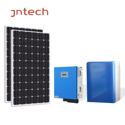 China jntech solar smart home system off grid 1kw 2kw 3kw 4kw 5kw solar off grid kit with 2*1*0.5m hybrid inverter for sale