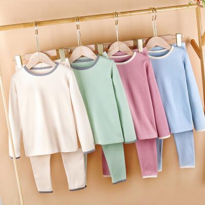 China Thermal For Girls Thermal Pajamas Pants Set Cotton Material With Long Sleeves Plant for sale