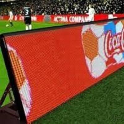 China Stadium outdoor advertising energy green football stadium led banner score board screen p8 advertising perimeter display for sports for sale