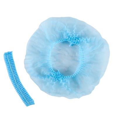 China Disposable Medical Nonwoven Buffy Net Surgical Hat Hair Doctor Nurse Band Hat Head Cover Single Elastic Double Round Crowd Hat for sale