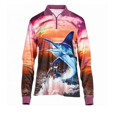 China Full Sublimation Print Anti-UV Polyester Women Long Sleeves Fishing Shirts for sale