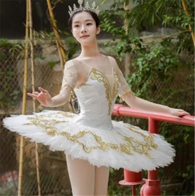 China Professional High Quality Custom Made Size Dresses Kids Adult Gold Girls Women Performance Ballet White Tutu for sale