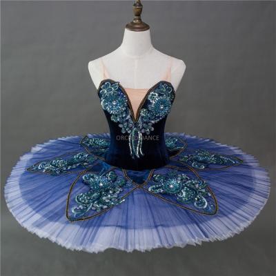 China High Quality Custom Made Size MOQ 1PCS Girls Dresses Blue Professional Ballet Tutu Performance Wear for sale