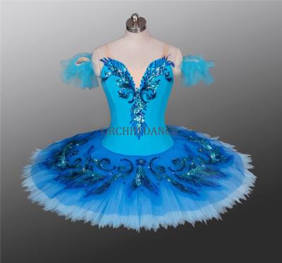 China Professional High Quality Cheap Classic Girls Blue Bird Ballet Tutu Costumes 12 Layers Dresses for sale