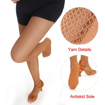 China Wholesale High Quality Professional Latin Ballroom Dance Antibacterial Tan Fishnet Tights for sale