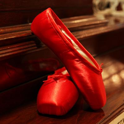 China GENUINE LEATHER red ballet pointe shoes wholesale professional high quality adult satin shoes on sale for sale