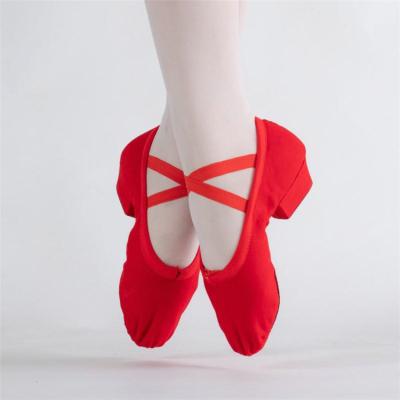 China Professional High Quality Canvas Wholesale Low Heel Girls Red Character Dancing Shoes for sale