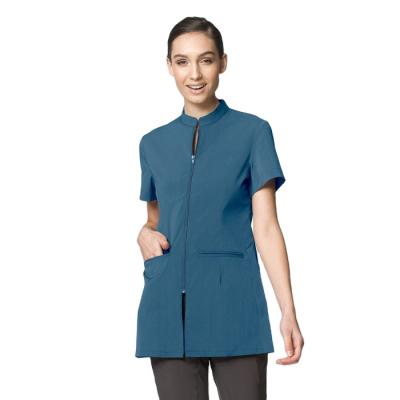 China Colorful Elastic Uniform Spa Beautician Custom Cheap Salon Therapist Anti-Wrinkle Spa Uniform Tunic en venta