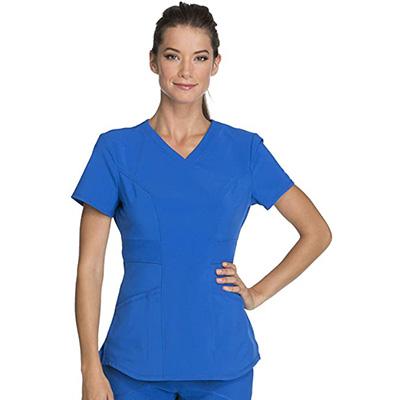 China Cherokee Women Medical V-Neck Infinity Unform Scrub Top Rib-knit Stretchy Neck and Waist Band Insets Spa Tunic Top en venta