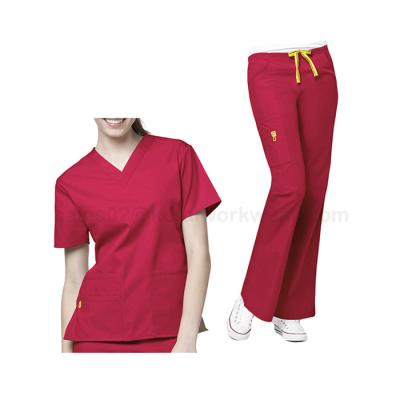 China Cheap Nursing Uniforms Fashionable Pink Long Coat Women Sets for sale