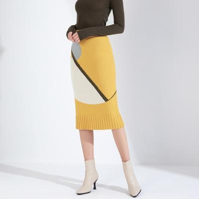 China Other Latest Design Ladies Formal Skirt Knit Cotton Yellow Women Bust Skirt for sale